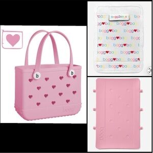 Bogg Bag Original Pink Hearts Tote / handle strap wrap / divider / NEW with tags